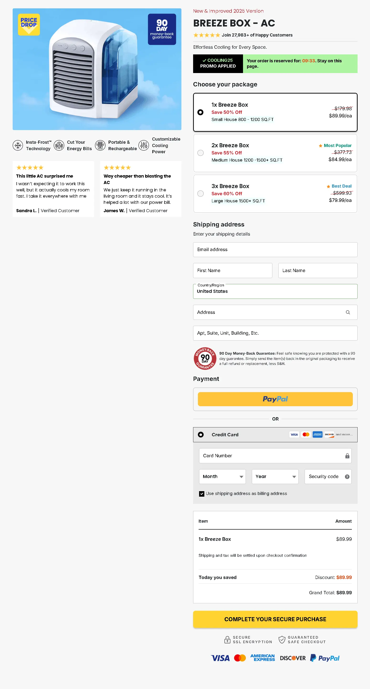 Breeze Box Secure Checkout Page